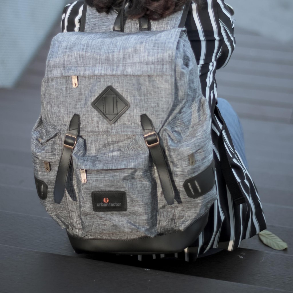 BRAIN STORM GREY |Urban Factor x FORIND| Tas Ransel Ori Bag Polos Pria Wanita Backpack Baru New