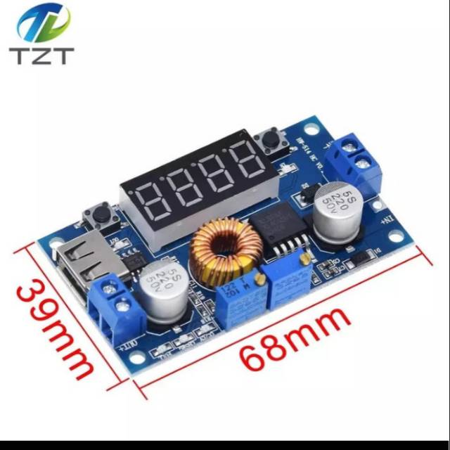 XL4015 5 amper stepdown modul CC CV dual display usb port