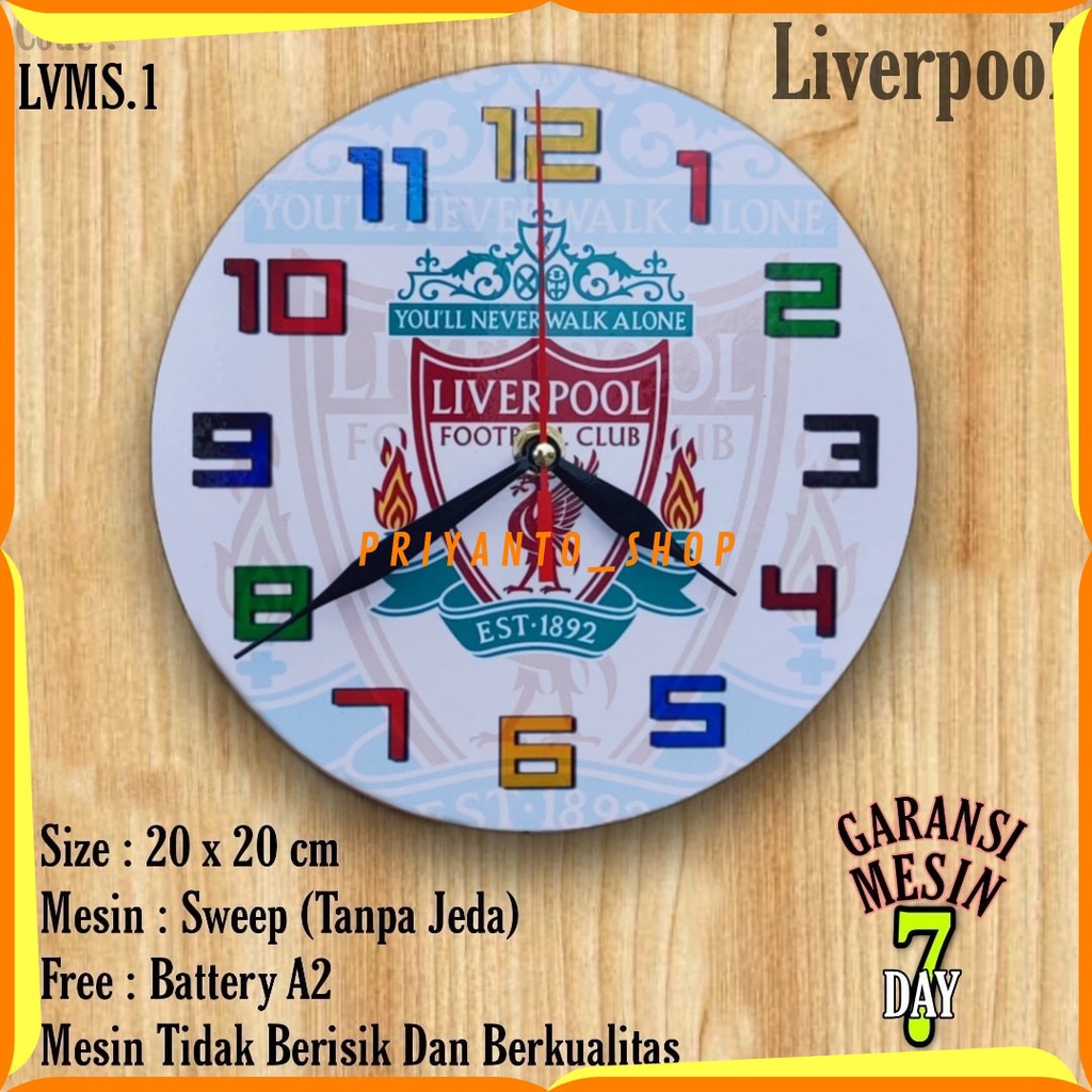 Jam Dinding Karakter Team Club Klub Sepakbola Liverpool Mesin Halus