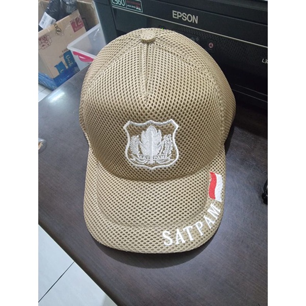 topi pdl satpam krem | Topi Jaring Satpam Krem | topi security terbaru 2022 warna krem | Topi satpam