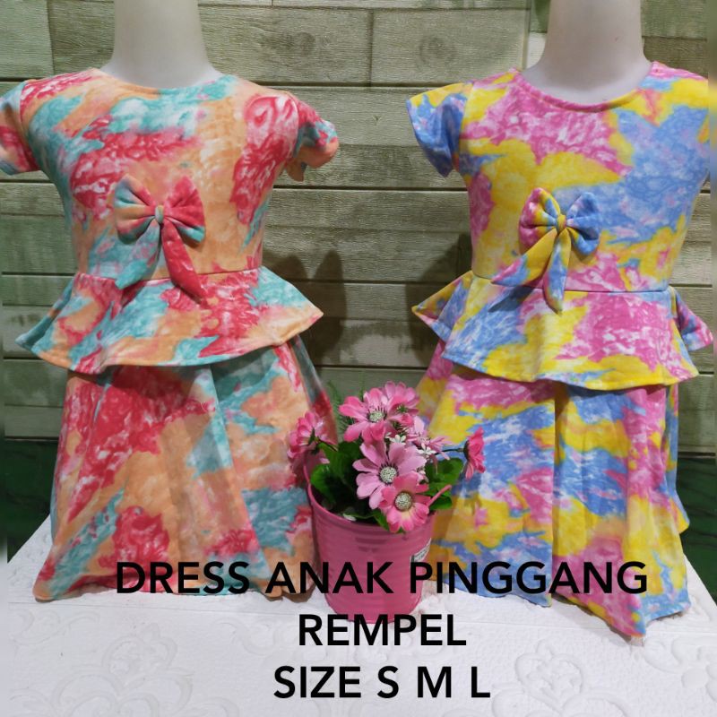 DRESS ANAK MODEL TERBARU PINGGANG REMPEL// SIZE S M L