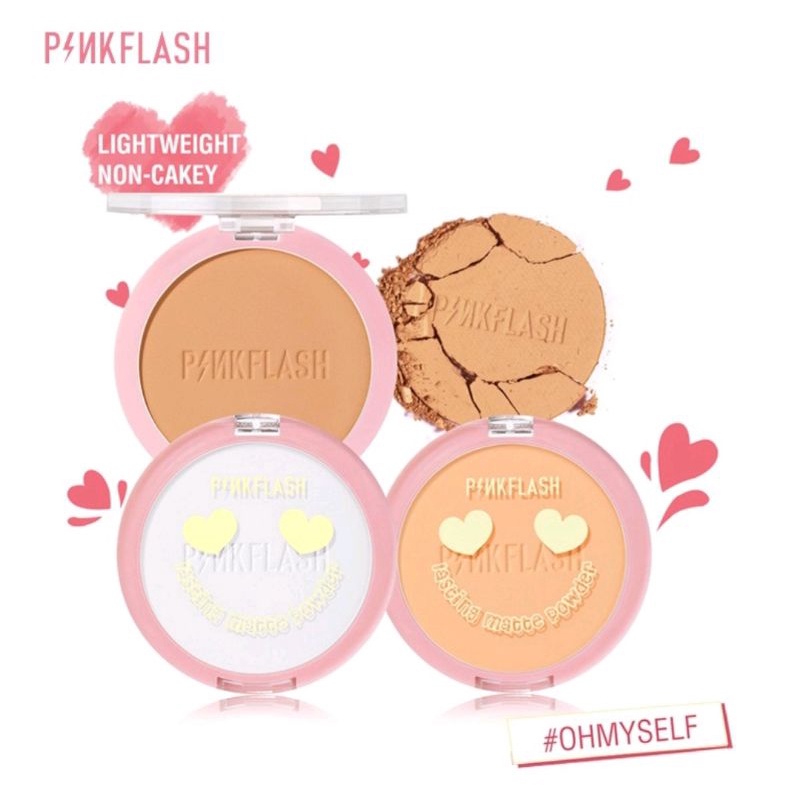 [BPOM] PINKFLASH Lasting Matte Pressed Powder | Pink Flash Bedak Padat