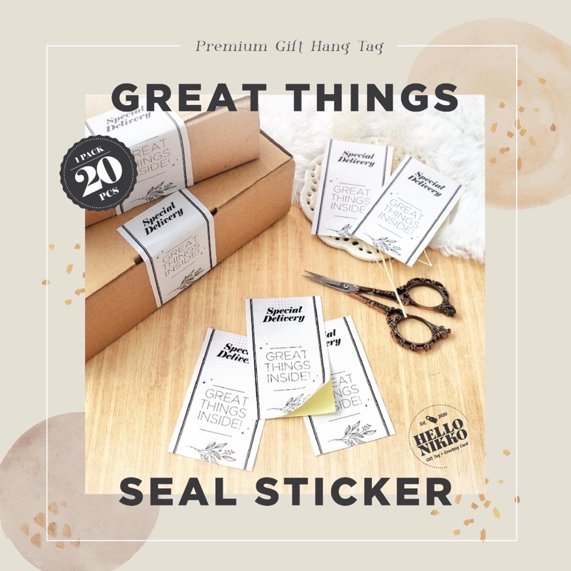 

Great Things Seal sticker - Hang tag kartu ucapan kado sticker hampers parcel box dus ultah natal christmas cny ramadan lebaran