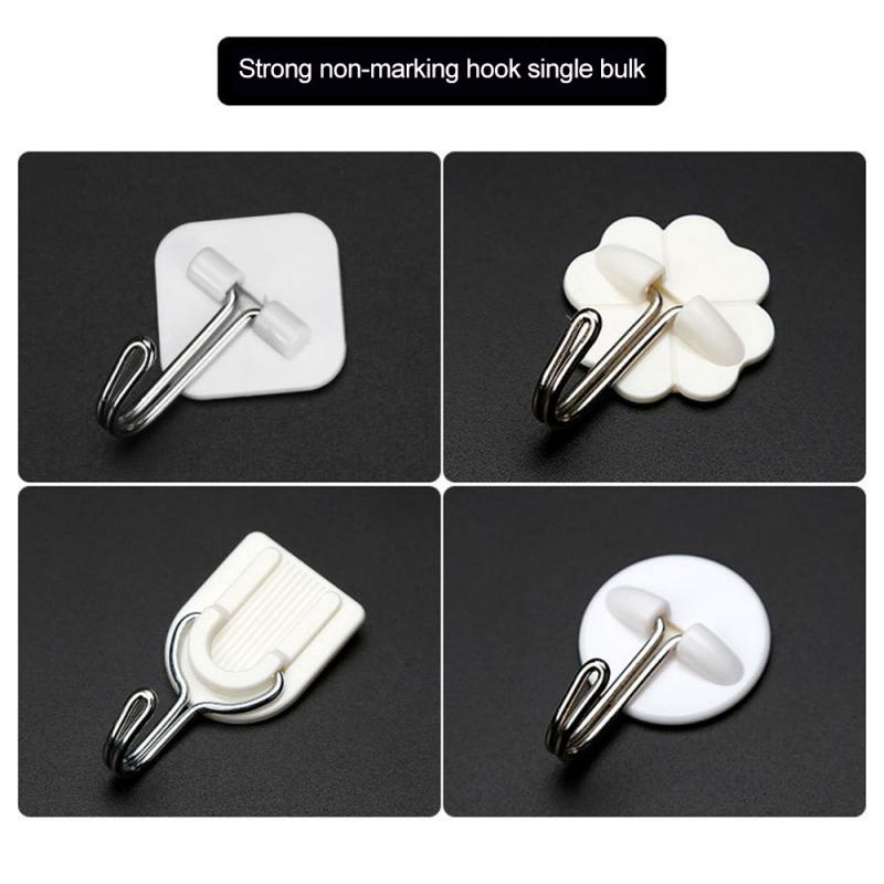 Hanger Kuat Kait Lengket Pintu Dinding Gantungan Lengket Merekat Sendiri Plastik Pemegang Kait Kain Gantungan Topi Tas Kait Aksesori Penyimpanan Rumah