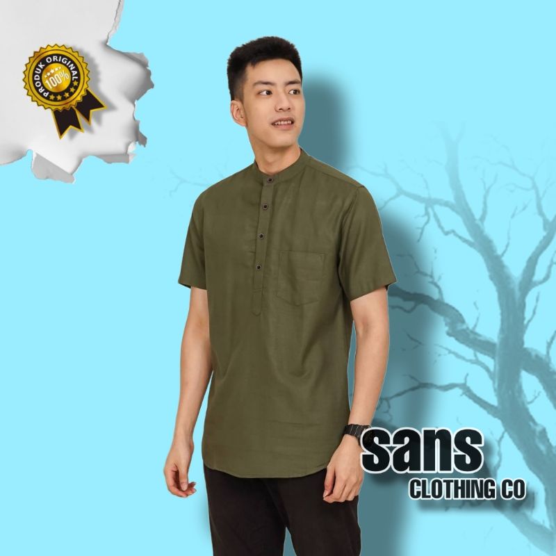 Kemeja Koko Shanghai Lengan Pendek Army Green | Short Koko Shanghai Army Green E-1424I Sans Clothing