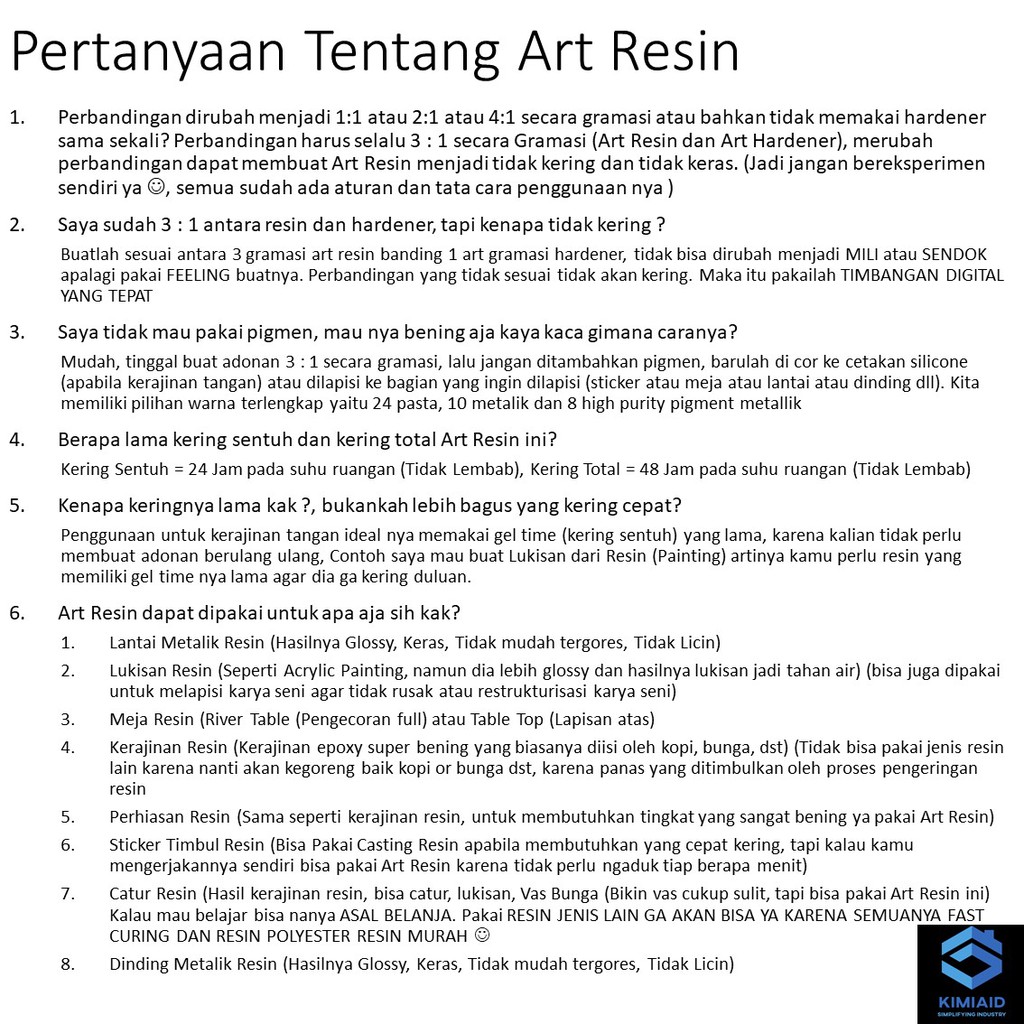 Art Resin - 400 Gr - Glanzer - Epoxy Resin Bening - Resin Super Bening - Resin Meja Kayu - Lycal