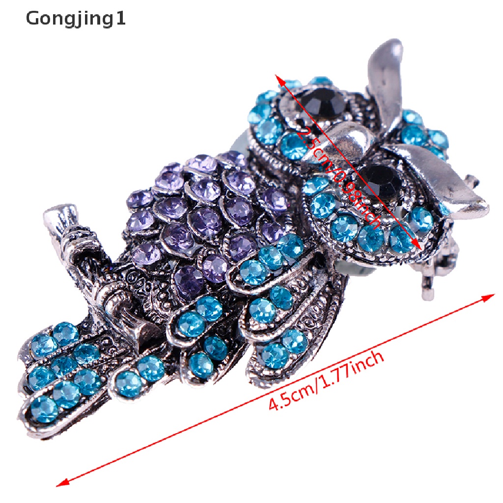 Gongjing1 Bros Bentuk Burung Hantu Bahan Zinc Alloy Aksen Berlian Imitasi Untuk Wanita