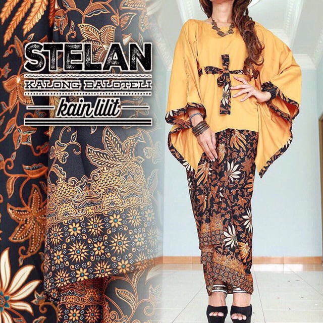 Setelan Abaya Kalong Matt Barotelli plus Rok Lilit Semi Sutra Batik