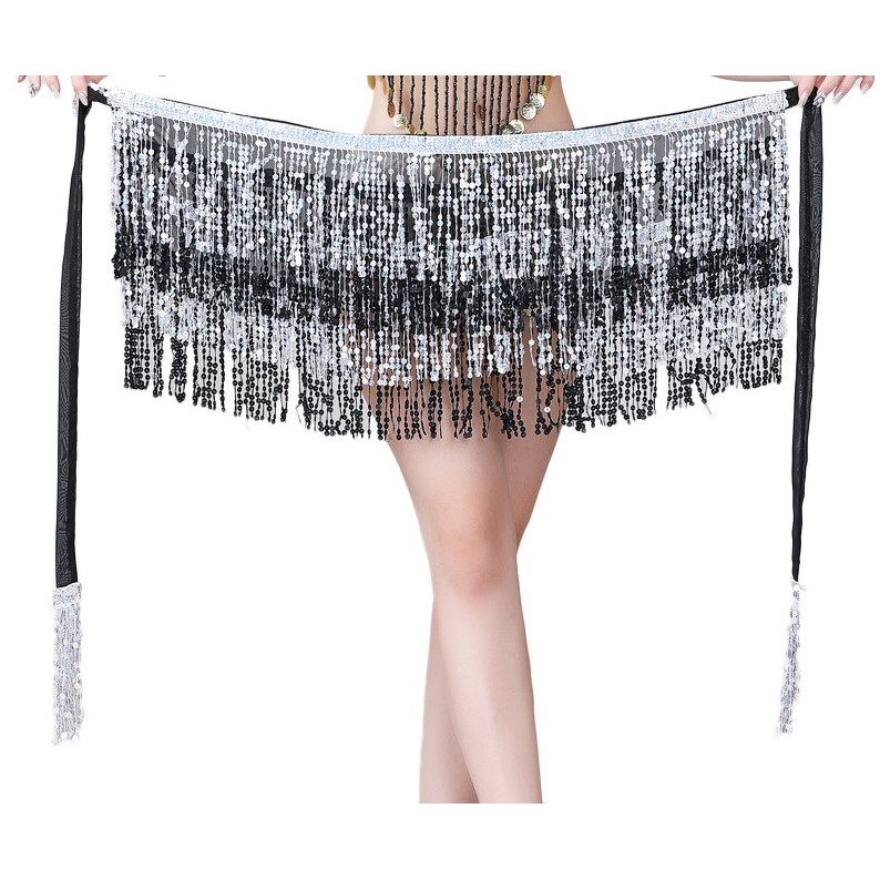 BELLY DANCE HIP SCARF SABUK TARI PERUT SELENDANG ZUMBA SEQUIN PAYET MANIK RUMBAI PELANGI GLITER ROK