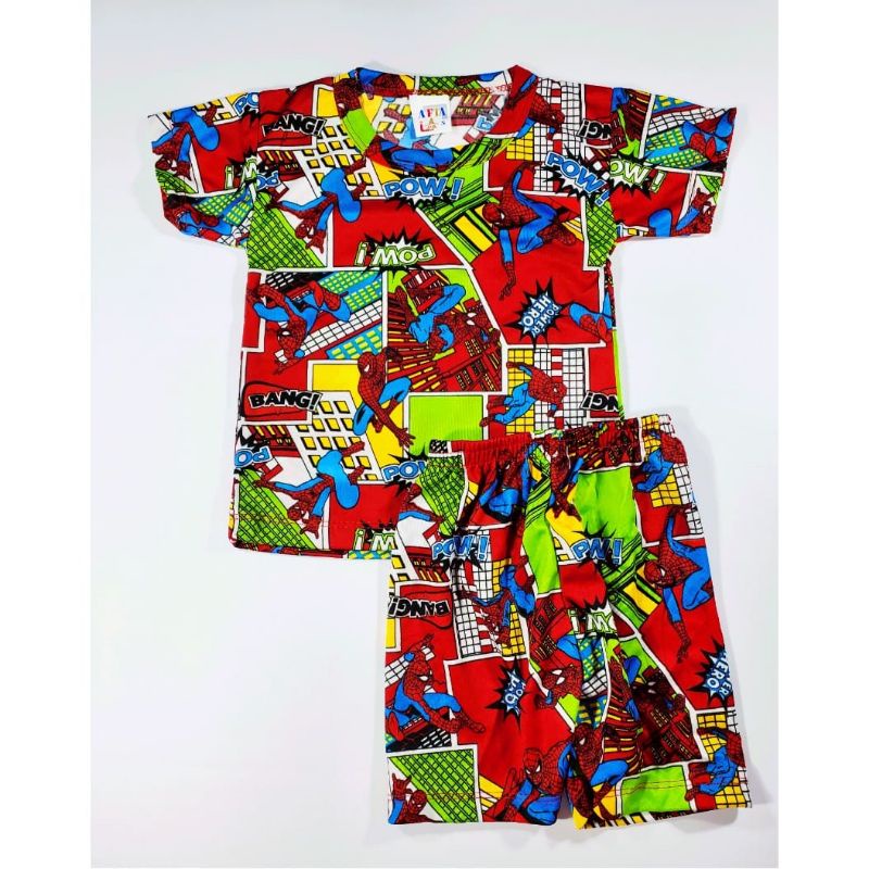 BAJU ANAK SPIDERMAN SET KAOS KATUN TC