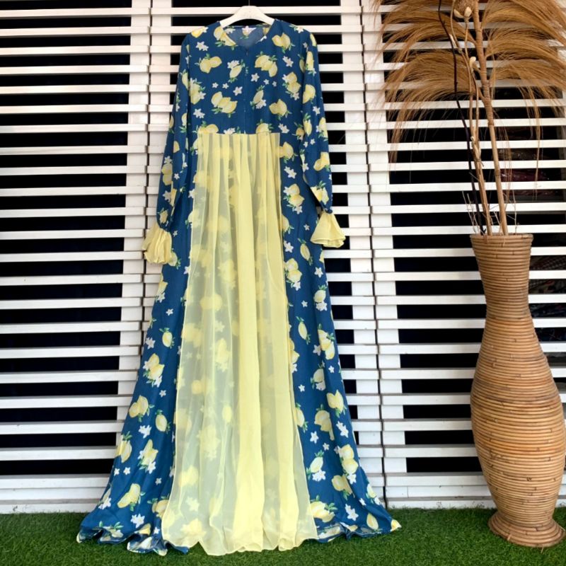 Lemon dress gamis aja gamis bunga gamis lemon gamis kuning ceruty gamis diskon