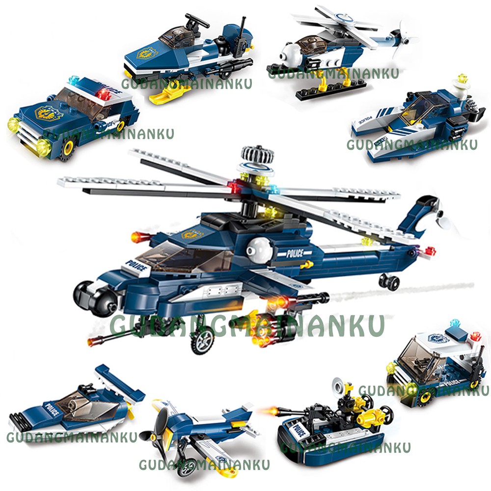 Bricks Blocks Qman Enlighten 1801 Armored Helicopter Windstorm (8in1) Helikopter