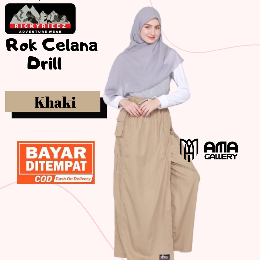 Celana rok lapangan celana rok outdoor muslimah bahan drill Premium Awet Nyaman Warna Coklat Susu Kh