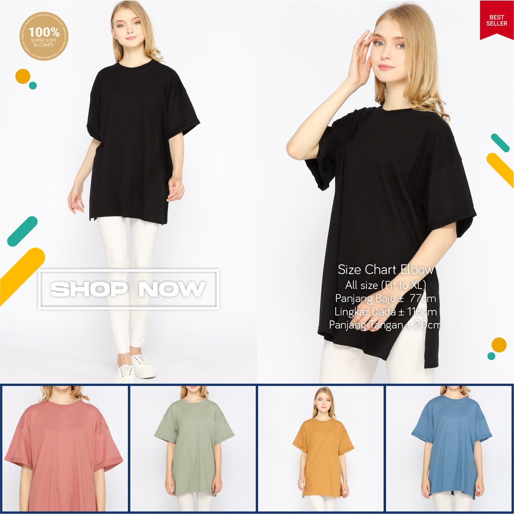 Kaos Oversize Wanita Basic Oversized Top Elbow