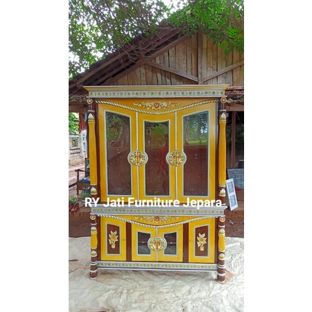 Lemari hias tambang pintu 3/bufet hias tambang kayu jati