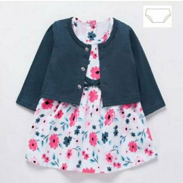 Set Cardigan Bayi/ dress romper catell love/ baju bayi dress cardigan