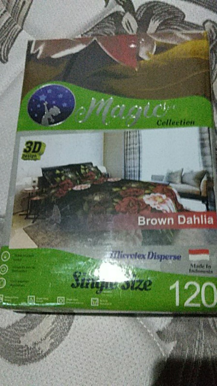 Magic Sprei  Terbaru Uk. 180 , 160 , 120 ,100 , 90 Motif Brown Dahlia
