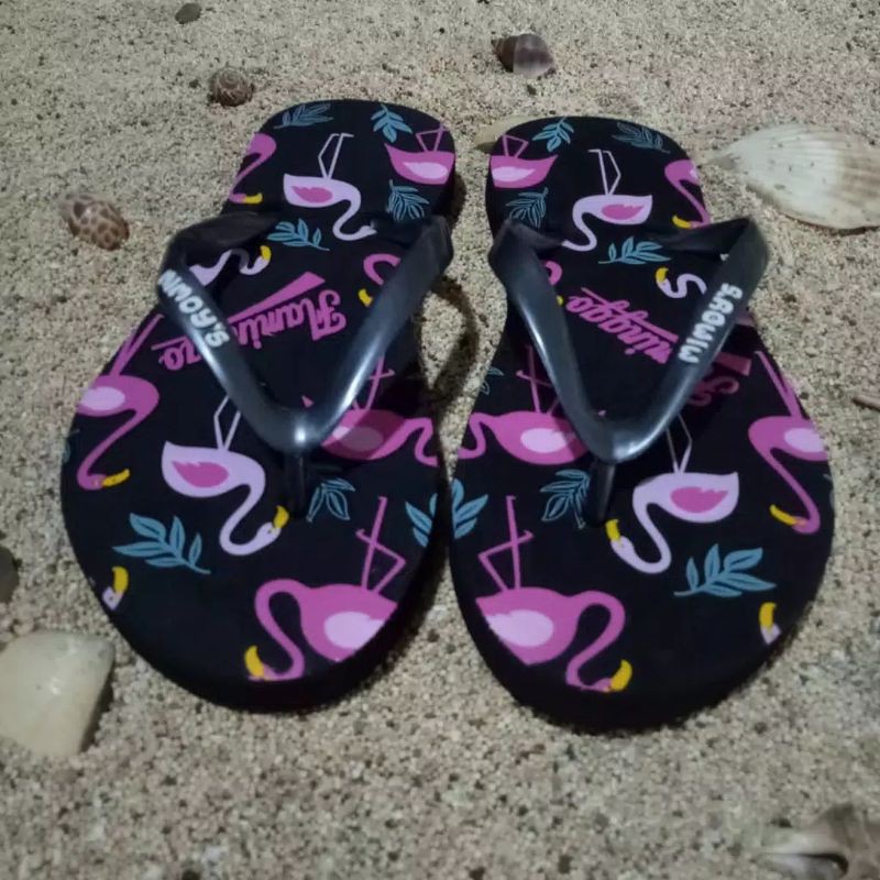 Sandal slipper cewek motip flaming new