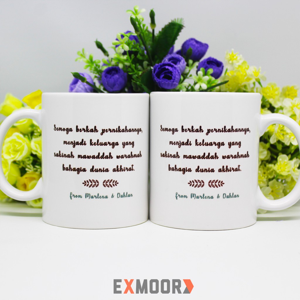 Mug Couple Pengantin Melayu Hijab untuk Kado Pernikahan