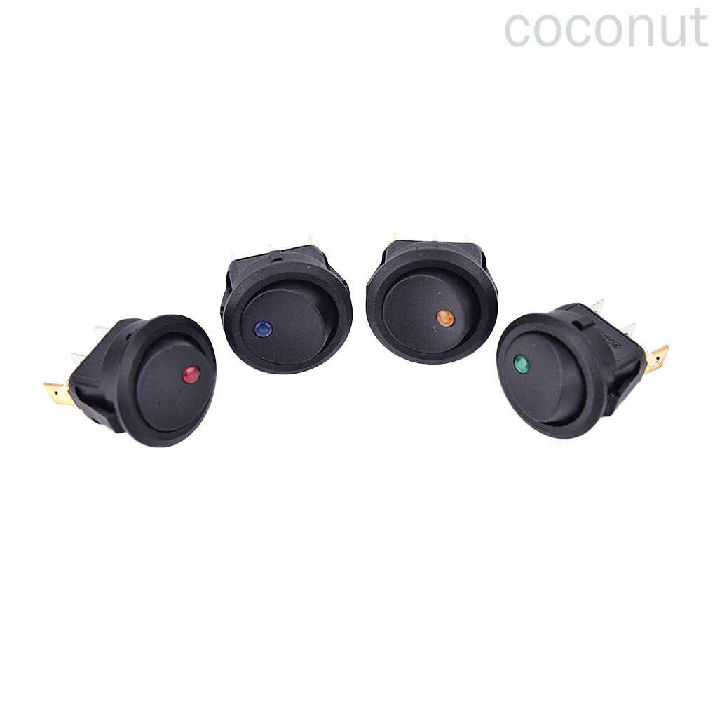 (Coco) 4pcs / Tas Saklar Rocker Switch On / Off 12v Bentuk Bulat 2 Pin Dengan Lampu Led Untuk Mobil / Perahu