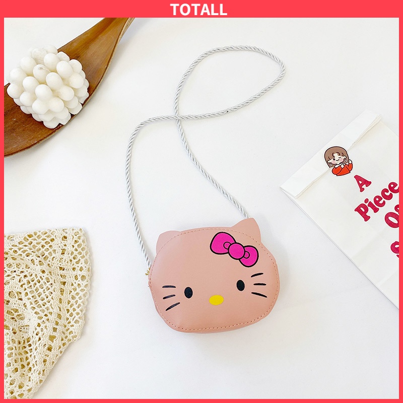 COD Tas Anak Hello Kitty Yang Indah Anak Perempuan Kartun Lucu Tas Bahu Fashion Mini Messenger Bag PU Tas Kecil-Totall