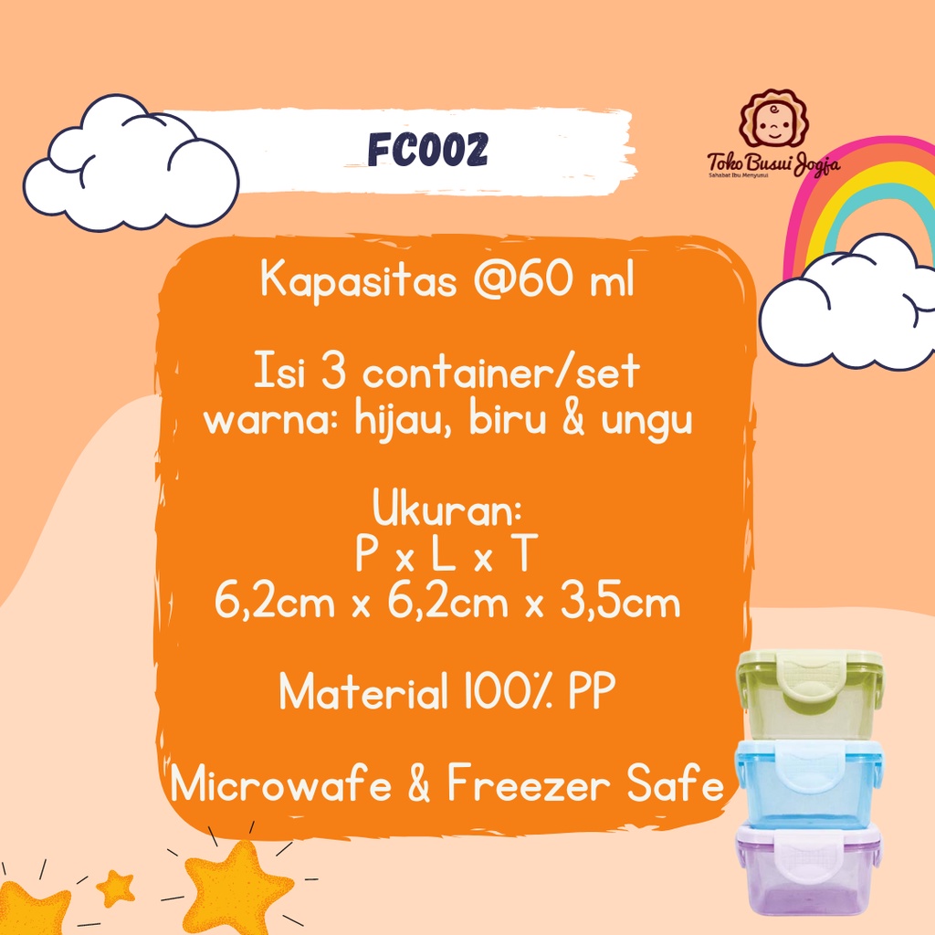 Multifood / Baby Food Container Merk Baby Safe Multi Food Use Containers Wadah MPASI AP009 Multi Food FC002 FC003