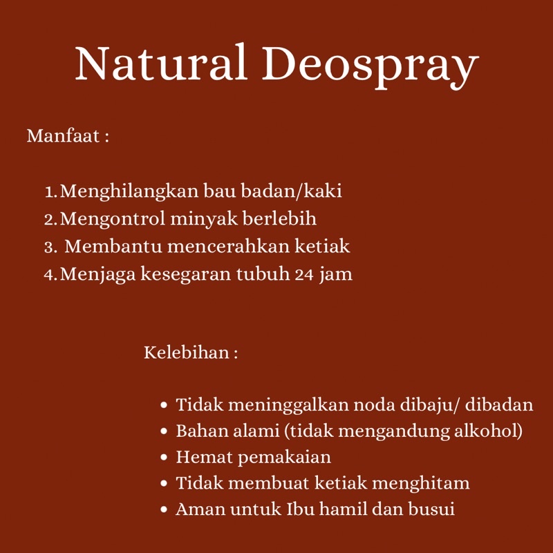 NATURAL DEODORANT SPRAY CAIR TAWAS 100 ML ALAMI PENGHILANG BAU BADAN AMPUH MAGIC MENGHILANGKAN BAU BADAN PEMUTIH KETIAK DEO TAWAS ASLI AIR TAWAS CAIR NON ALKOHOL PENCERAH KETIAK ALAMI MURAH PAKET USAHA TAWAS BUBUK