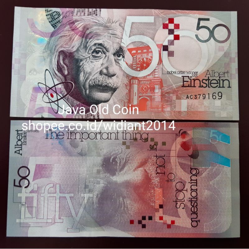 Test Note Albert Einstein 50 baru UNC