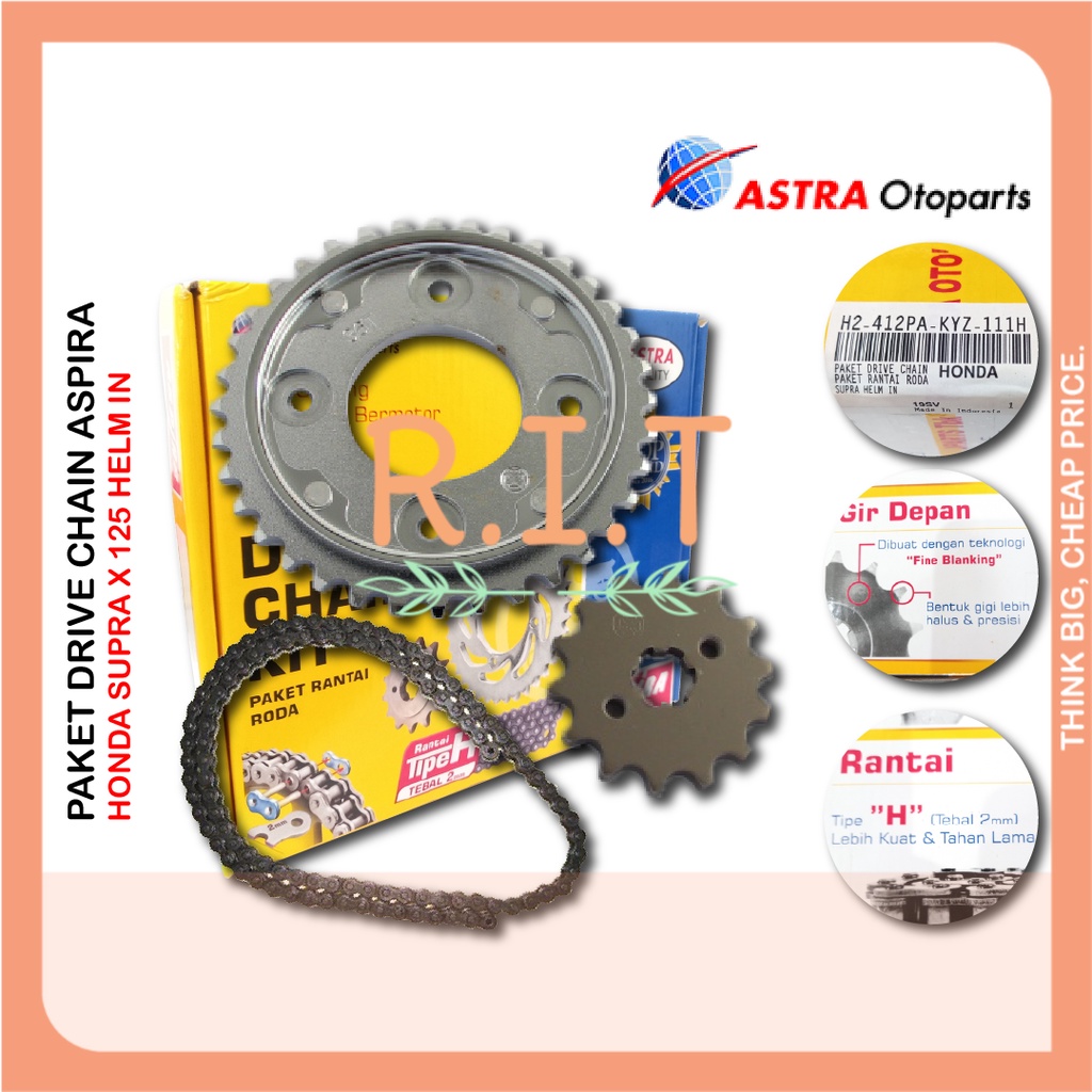 Aspira Gear Set Supra X 125 Helm In Gear Depan Belakang Rantai Motor