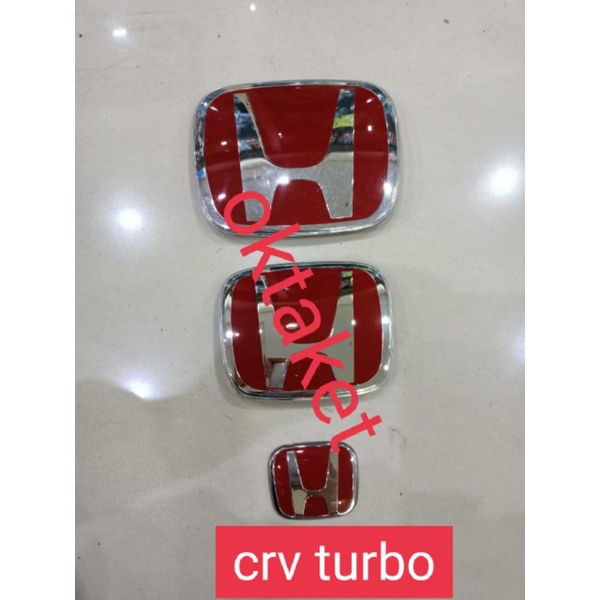 emblem / logo honda merah chrome depan belakang stir crv turbo ori