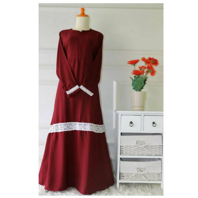 Gamis Polos Wolvis Wolfis Renda no