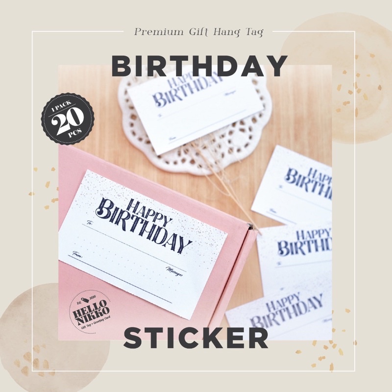 

Birthday white sticker - Hang tag kartu ucapan kado sticker hampers parcel box dus ultah natal christmas cny ramadan lebaran