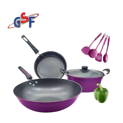 Panci Set Teflon Anti Lengket GSF 2529 Panci Wajan Penggorengan Teflon Cookware set - TUTUP KACA