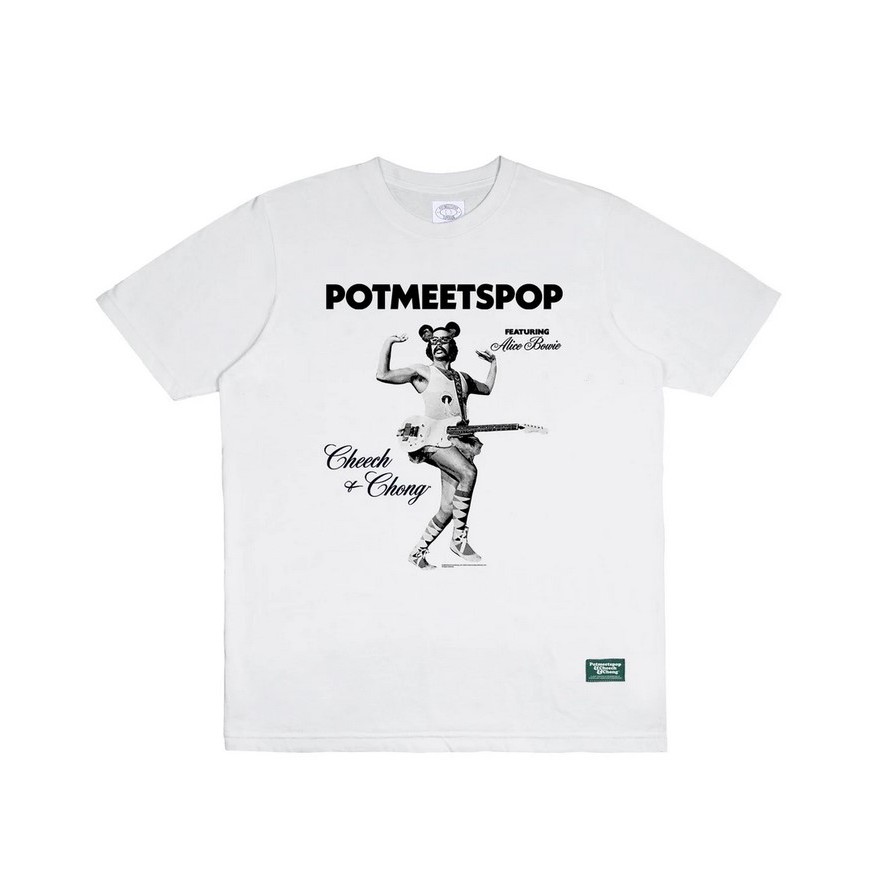 POT MEETS POP / CHEECH AND CHONG - EARACHE MY EYE TEE WHITE