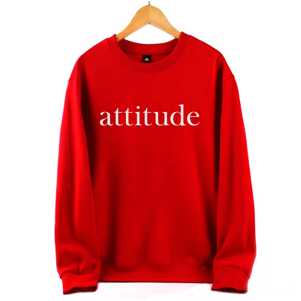 FenishaStore Sweater Oversize ATTITUDE Crewneck Wanita Terbaru Size M-L-XL-XXL Bisa Bayar Ditempat COD