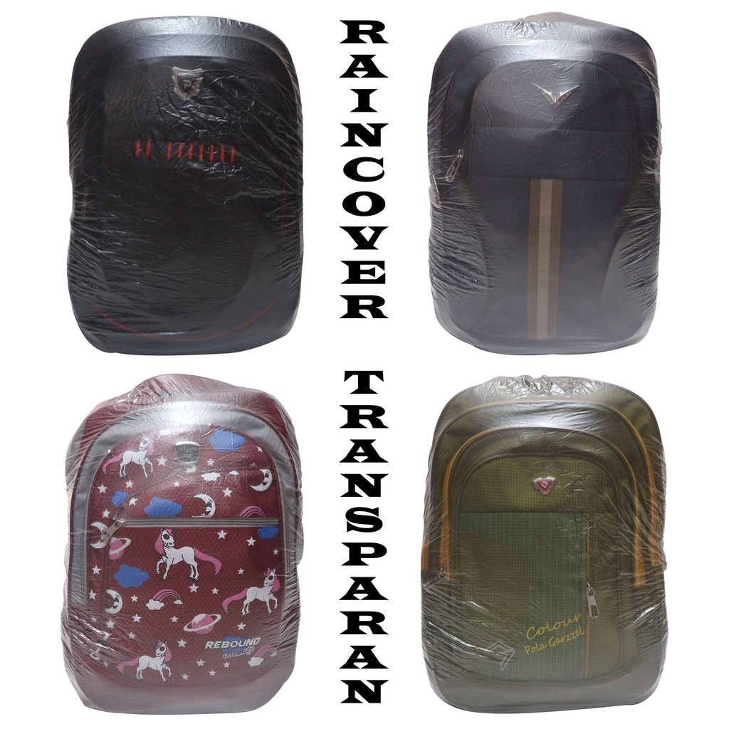 Raincover Tas Transparan Bungkus Pelindung Sarung Jas Hujan Tas Ransel Bag Cover Tahan Air Anti Air