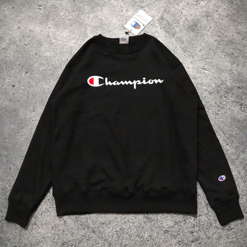 Sweater Crewneck Champion Script Japan Market Original Fulltag&amp;Lebel