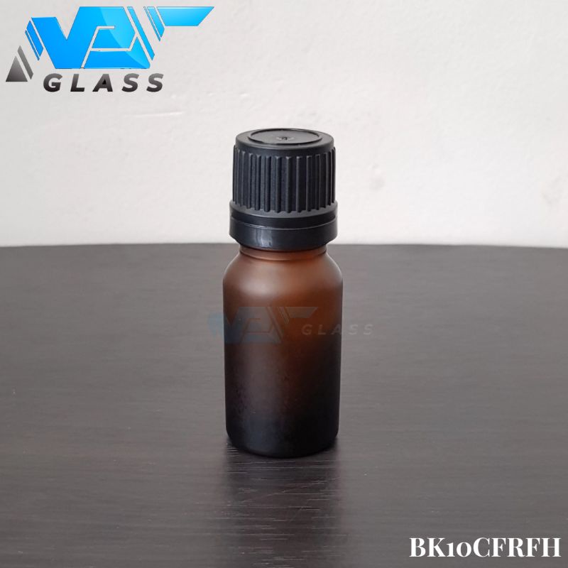 botol kaca 10ml amber coklat frosted doff tutup filler hitam