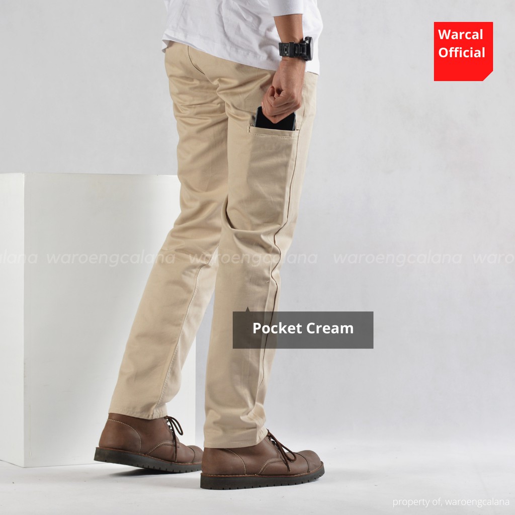 In One Chino Panjang Pocket Cream