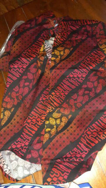 Kemeja Batik Songket Pria Lengan Pendek Marun Gradasi