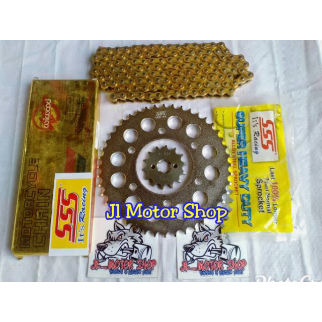 GEAR GIR SET GEARSET SSS 428 NINJA 150 KR KRR 150 NINJA 150 R RR SS GEAR WARNA CHROME GOLD BLACK