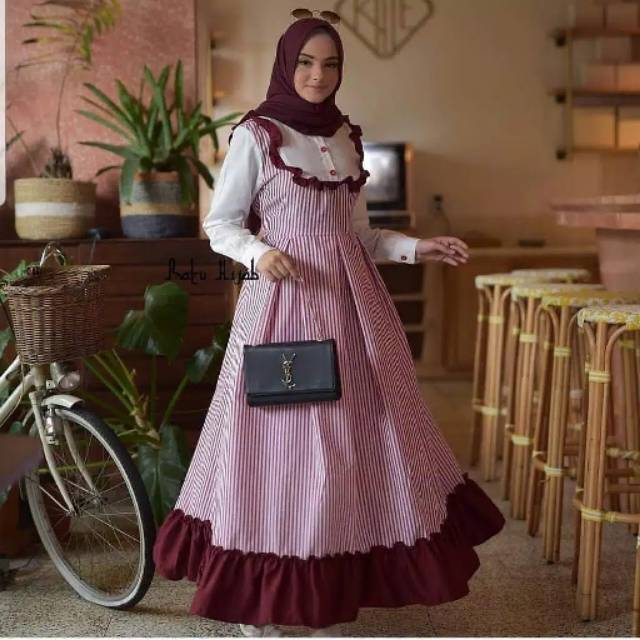 Stripe mikeyla dress || gamis katun || gamis terbaru || Promo