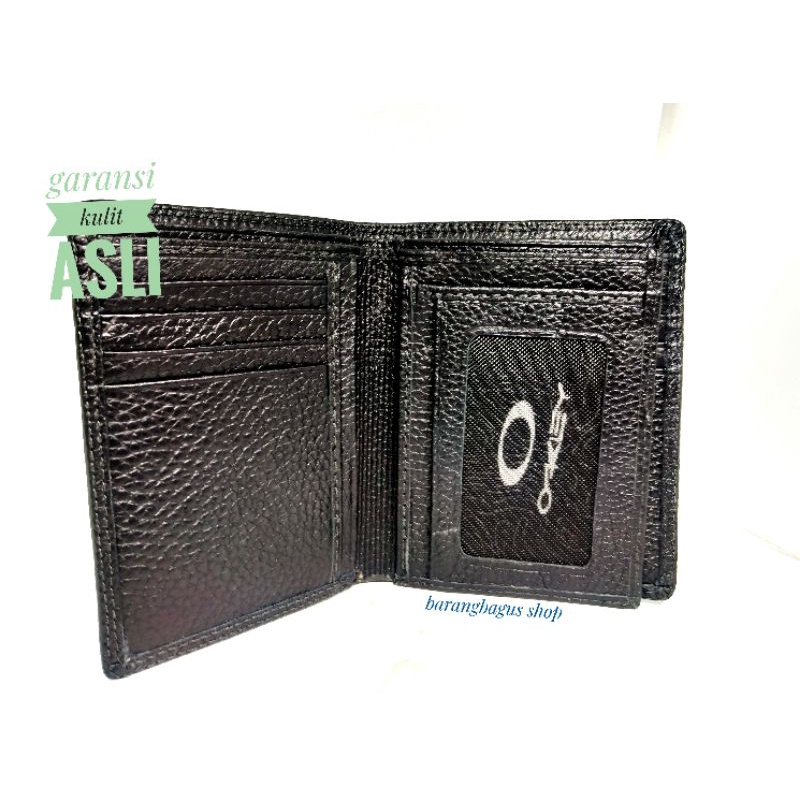 Dompet kulit asli pria import Oakley model lipat buku berdiri 3 dimensi