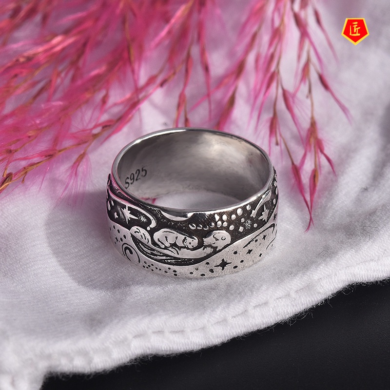 [Ready Stock]Creative S925 Vintage Silver Marine Animal Otter Ring