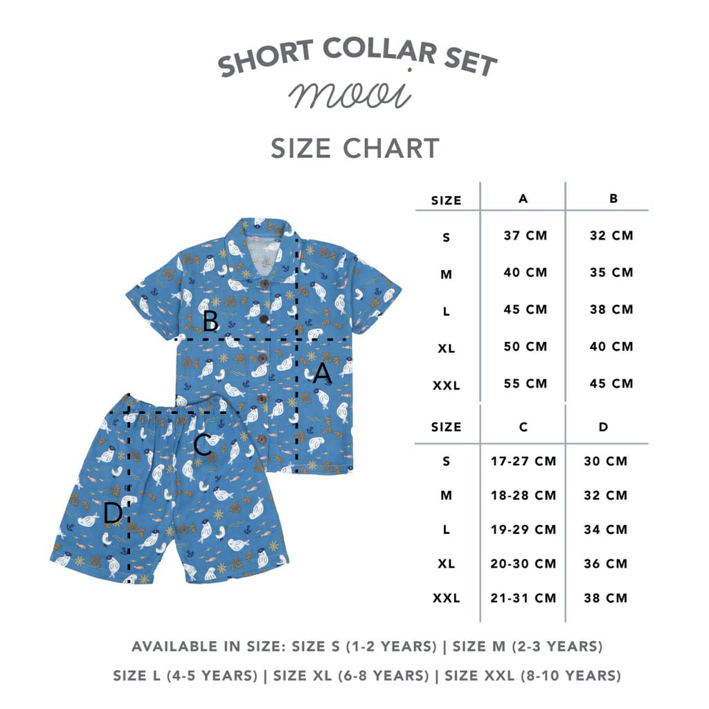 MOOI Long &amp; Short COLLAR SET Setelan Baju Pendek/ Baju Panjang Piyama