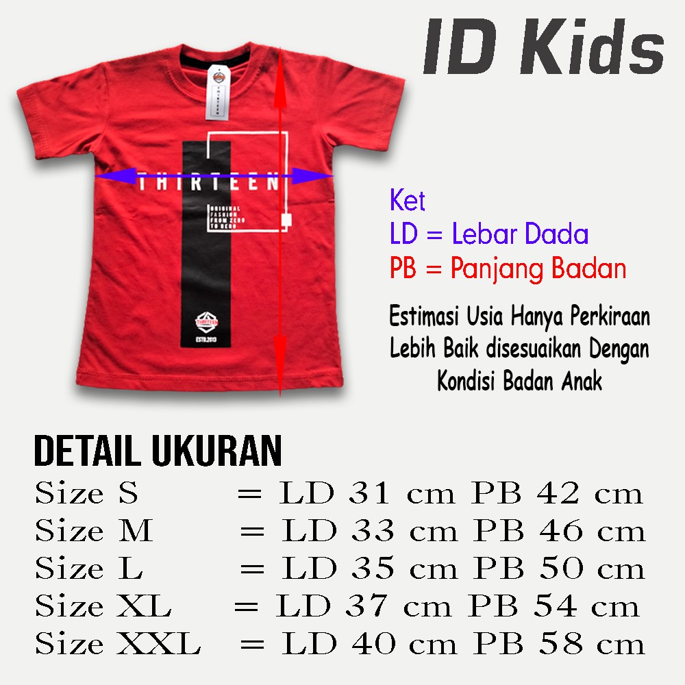 Kaos Anak Distro Thirteen Merah 145