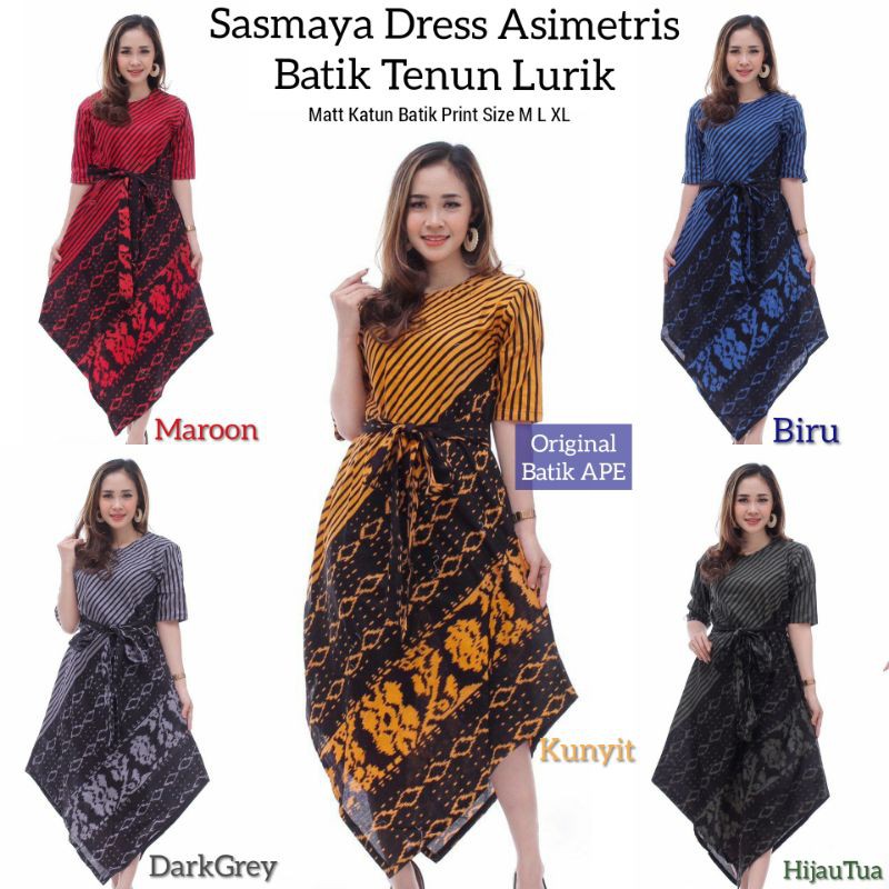 SASMAYA DRESS ASIMETRIS BATIK TENUN LURIK EXCLUSIVE TRADITIONAL BUTIK MODERN SONGKET BLANKET SUMBA