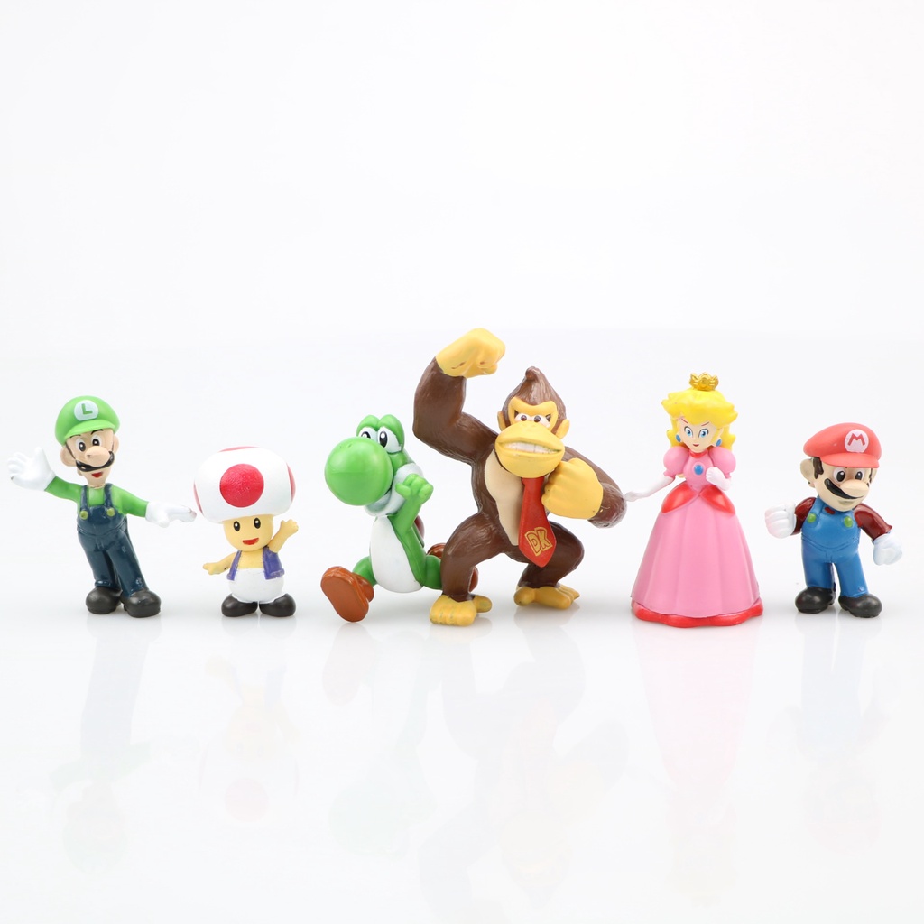 6pcs / set Mainan Action Figure Luigi Mario Bros Yoshi Bahan PVC Untuk Hadiah Anak