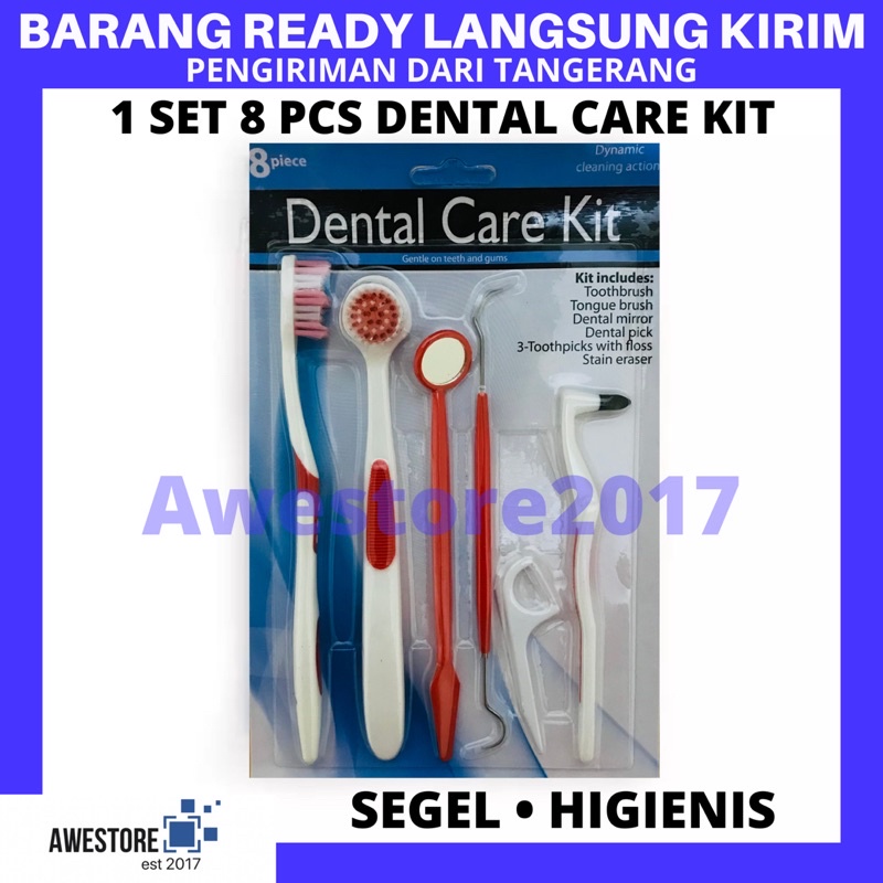 1 SET 8 PCS Dental Care Kit Alat Pembersih Karang Gigi Behel Floss