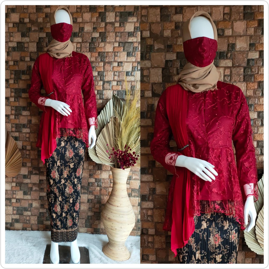 SET KEBAYA PUTRI SELENDANG+MASKER